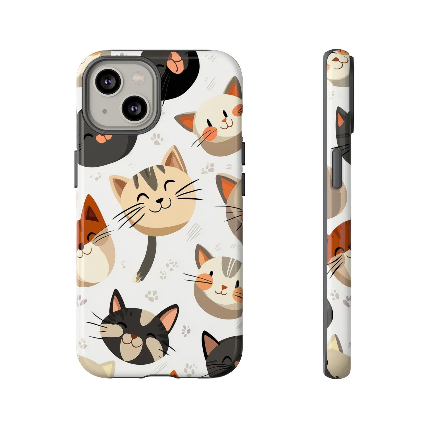 Cute Cat Faces Phone Case – Kawaii Anime Style for iPhone, Samsung & Google Pixel, Fun and Playful Cat Design