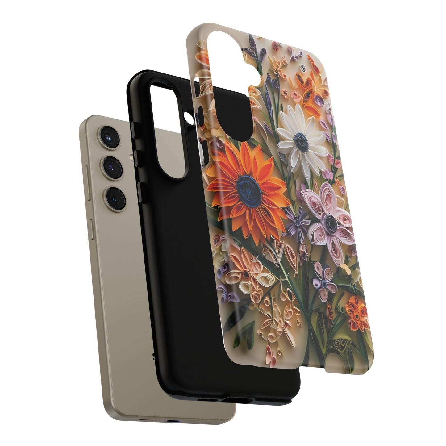 Intricate Quilled Floral Artwork In Vibrant Colors phone case design.