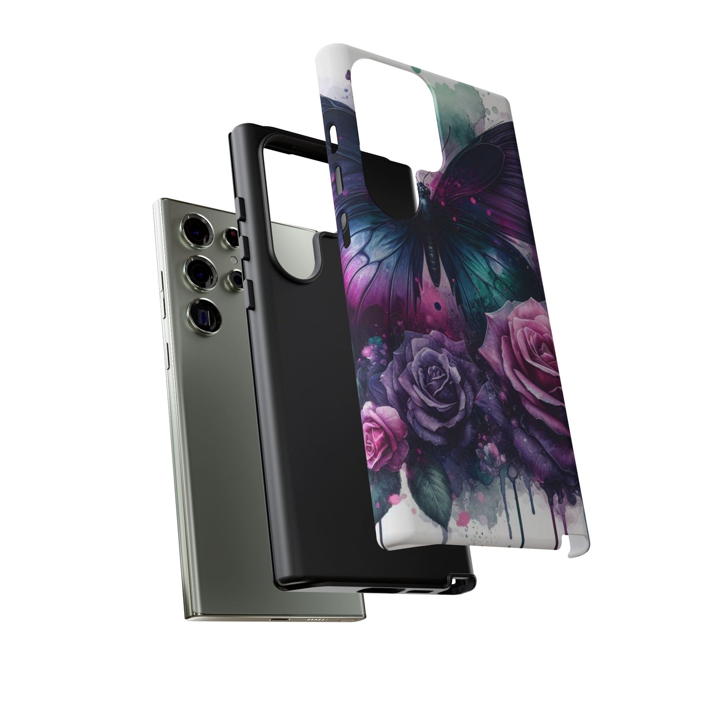 Mystic Bloom – Vibrant Butterfly & Rose Art Mobile Cover