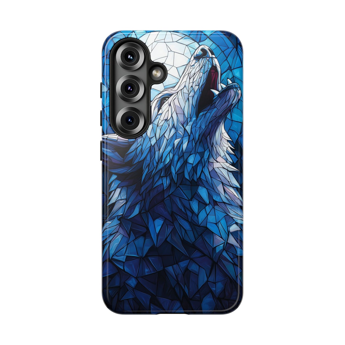 Mystic Moon Wolf – Stained Glass Mosaic Phone Case for iPhone, Samsung & Pixel