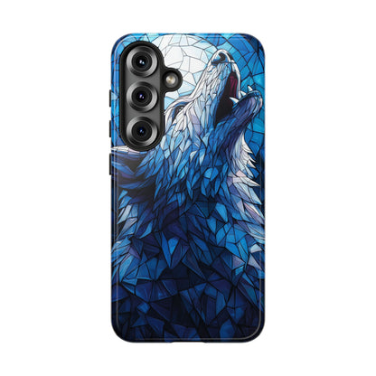 Mystic Moon Wolf – Stained Glass Mosaic Phone Case for iPhone, Samsung & Pixel