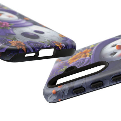 Cheerful Snowman With Colorful Floral Hat And Scarf phone case design