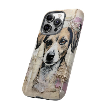 Vintage Collage Dog Portrait Mobile Cover – Artistic Mixed Media Design