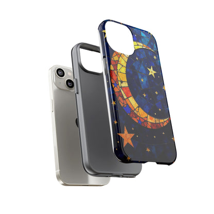 Celestial Crescent: Vibrant Moon and Stars Phone Case