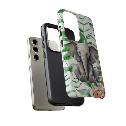 Cute Baby Elephant Mobile Cover – Floral & Tropical Aesthetic