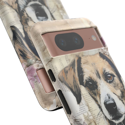 Vintage Collage Dog Portrait Mobile Cover – Artistic Mixed Media Design