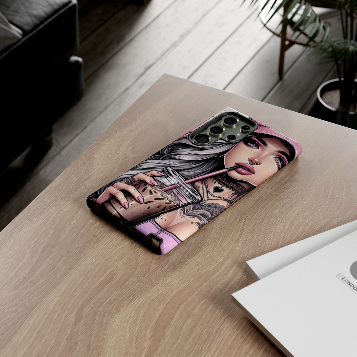 Pink Aesthetic Rebel – Iced Coffee & Inked Beauty Mobile Cover