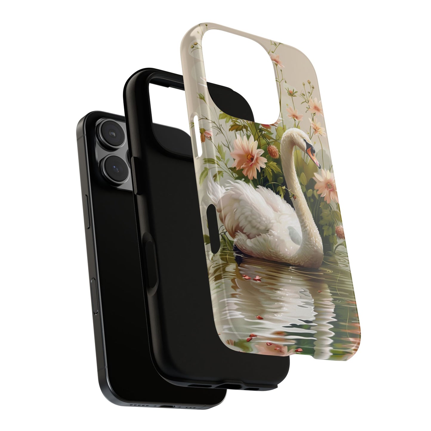 Floral Swan Phone Case – Bird Phone Case, Elegant & Protective for iPhone, Samsung & Google Pixel