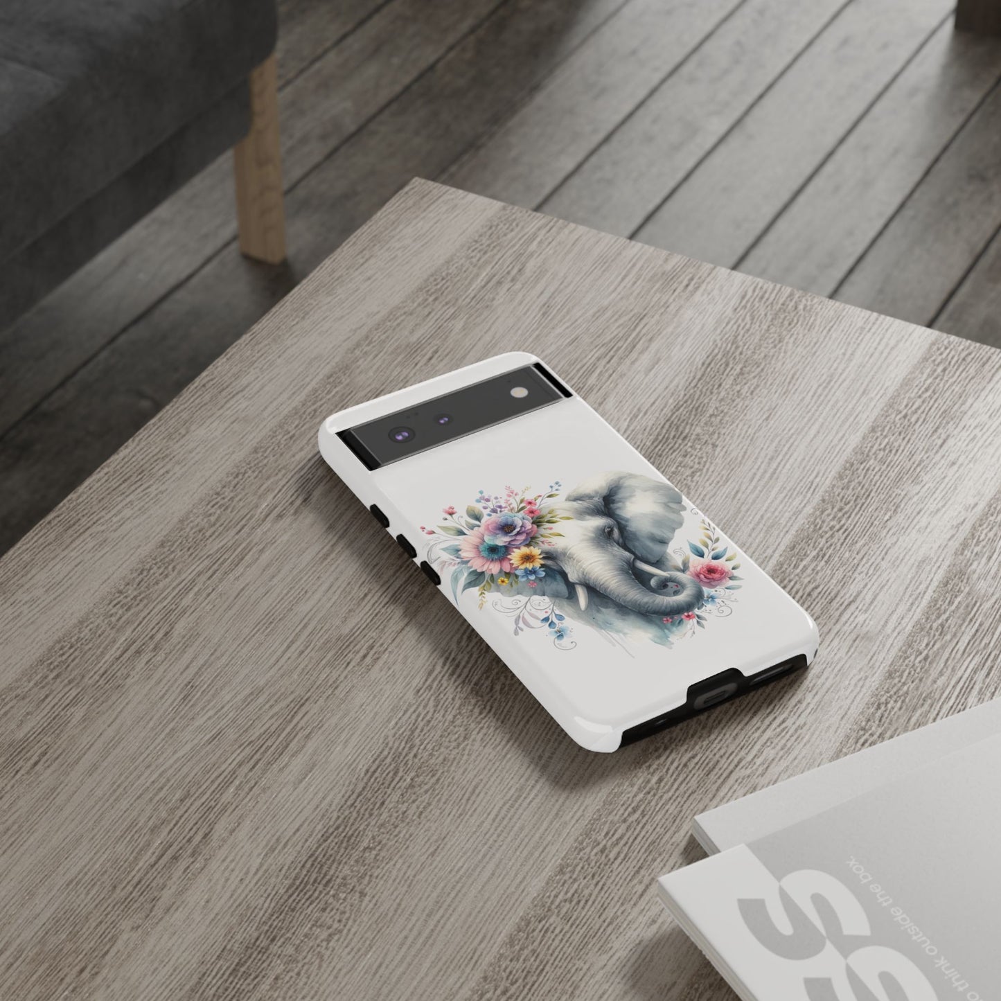 Floral Elephant Mobile Cover – Elegant Watercolor Art