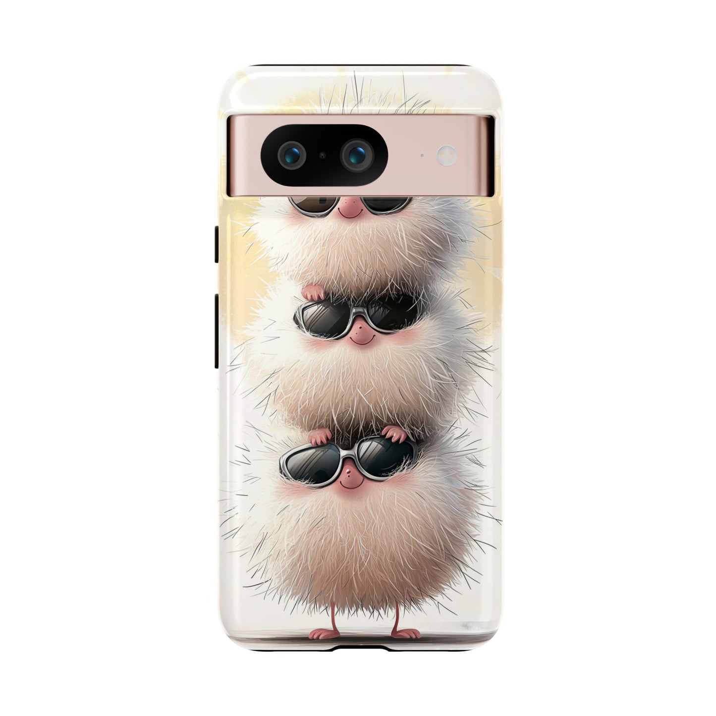 Fluffy Stack Anime Phone Case – Cute Furry Creatures with Sunglasses, Kawaii Aesthetic Design for iPhone, Samsung & Google Pixel