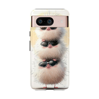Fluffy Stack Anime Phone Case – Cute Furry Creatures with Sunglasses, Kawaii Aesthetic Design for iPhone, Samsung & Google Pixel