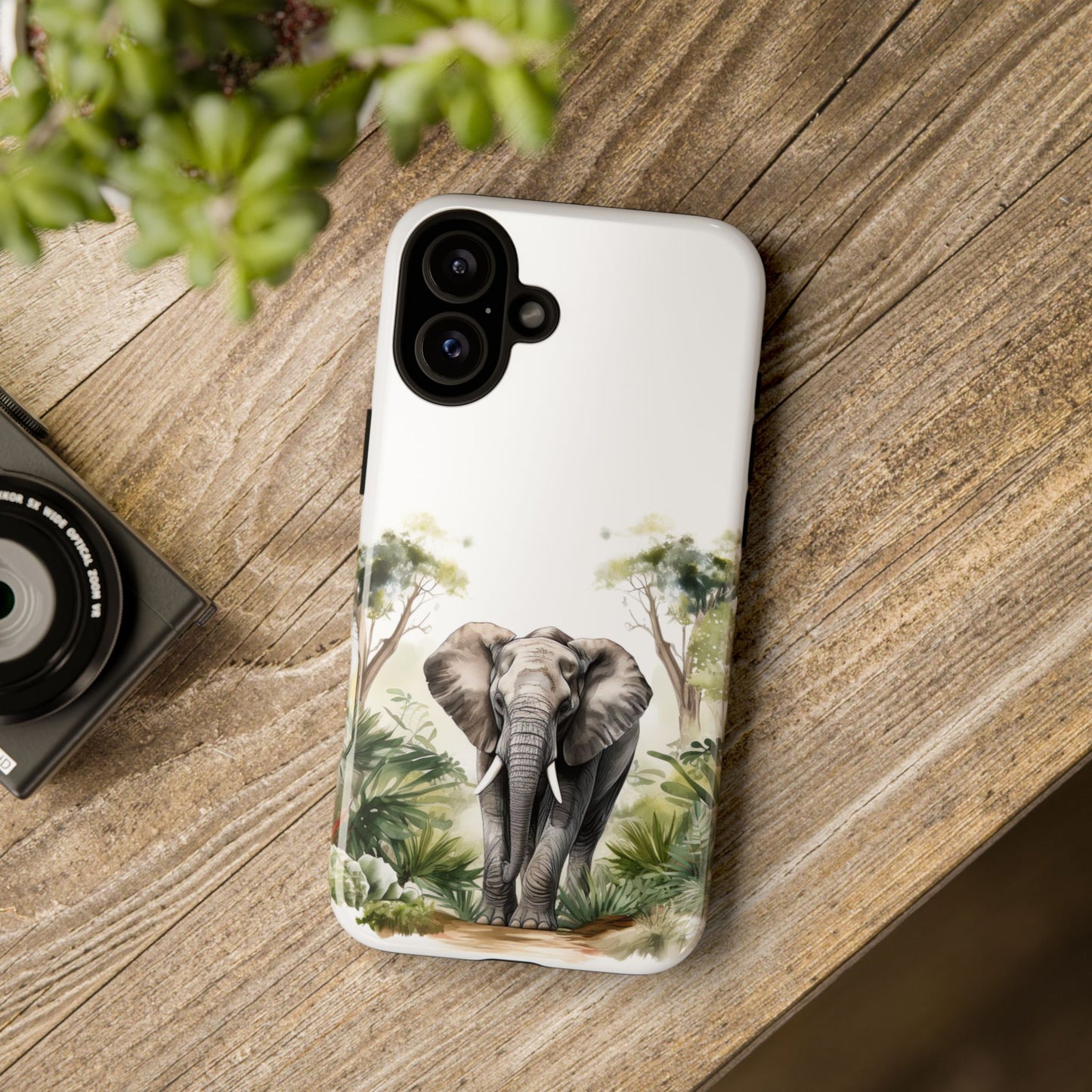 Serene Jungle Elephant Mobile Cover – Watercolor Wildlife Design