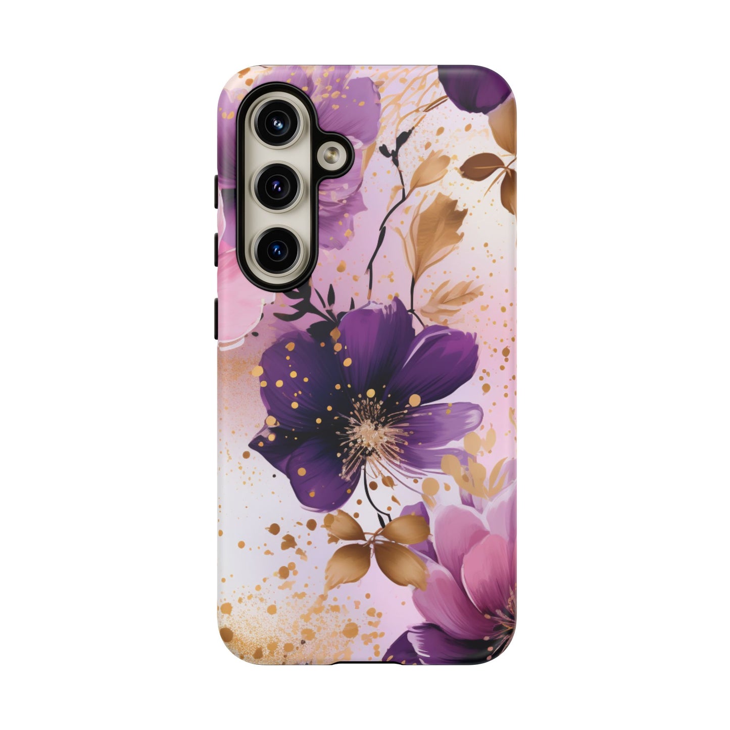 Luxury Purple & Gold Floral Aesthetic Mobile Case