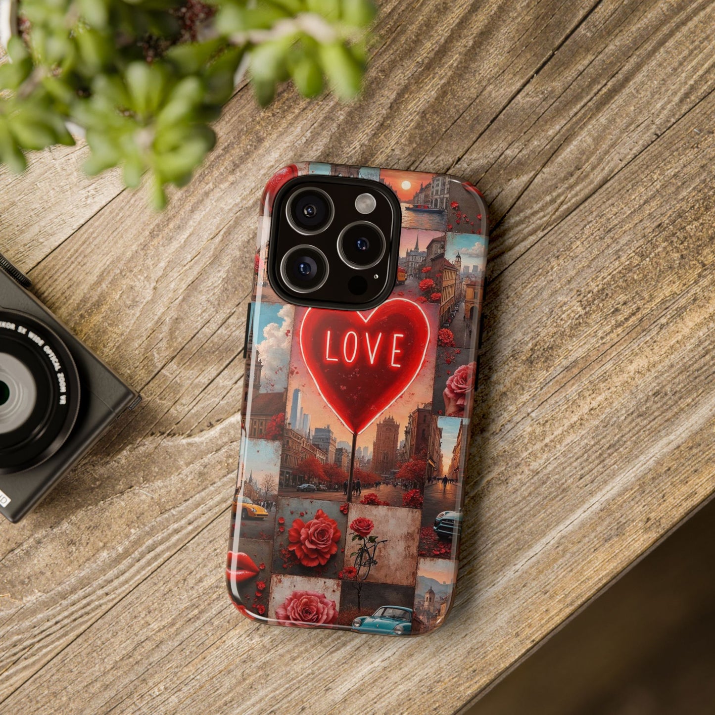 Neon Love Heart & Rose Phone Case