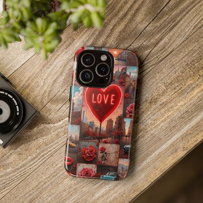 Neon Love Heart & Rose Phone Case