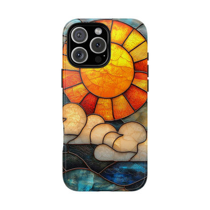 Modern Stained Glass Phone Case – Warm Tones & Abstract Landscape for iPhone, Samsung & Pixel
