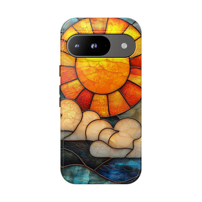 Modern Stained Glass Phone Case – Warm Tones & Abstract Landscape for iPhone, Samsung & Pixel