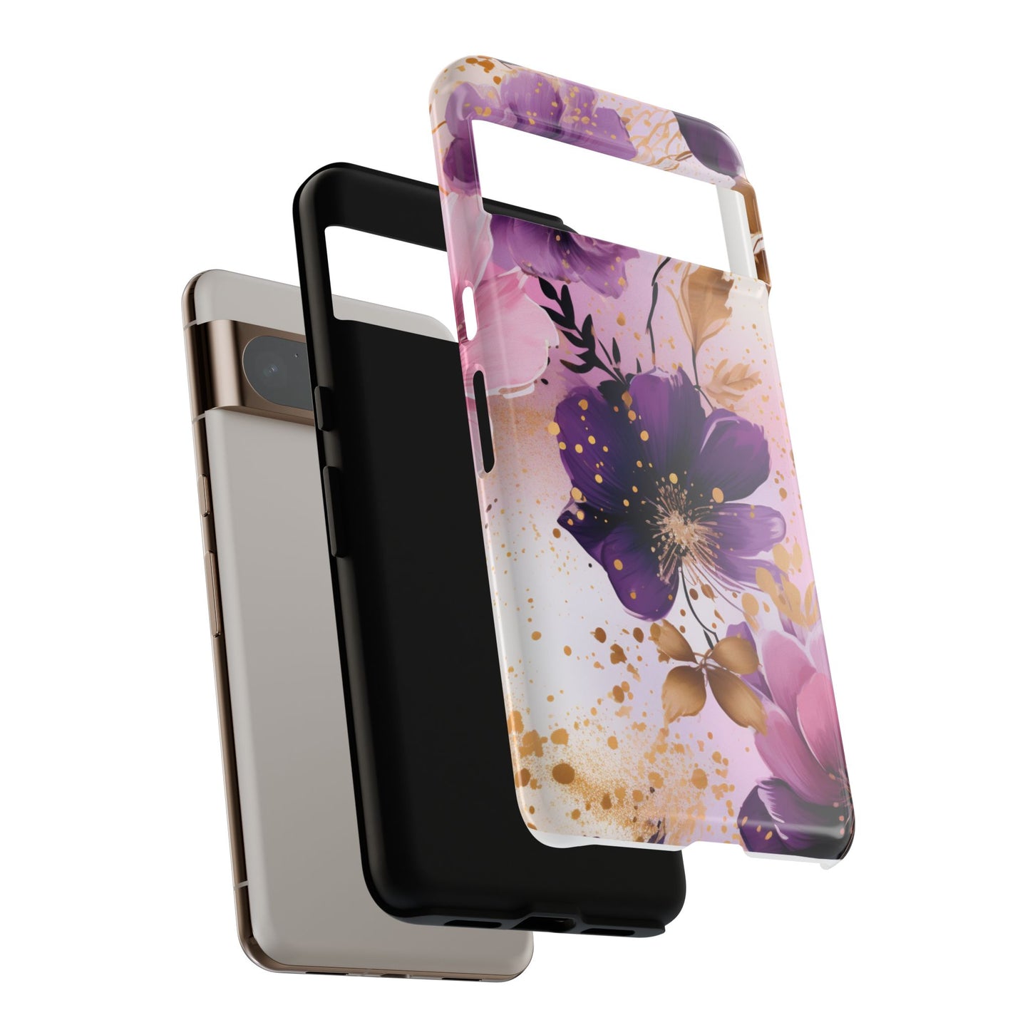 Luxury Purple & Gold Floral Aesthetic Mobile Case