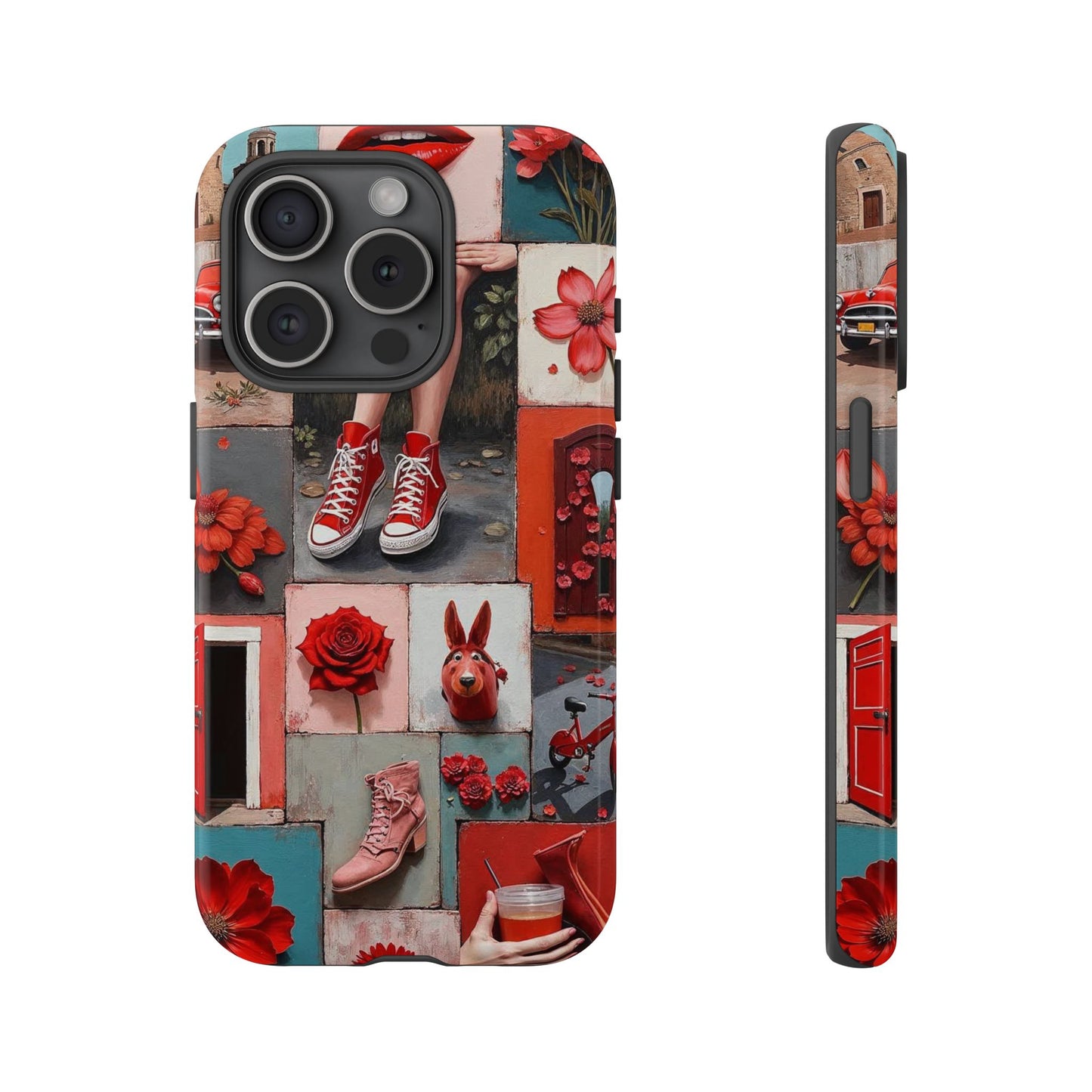 Red Sneakers & Roses Collage Phone Case