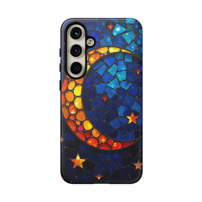 Lunar Glow: Vibrant Moon and Starry Night