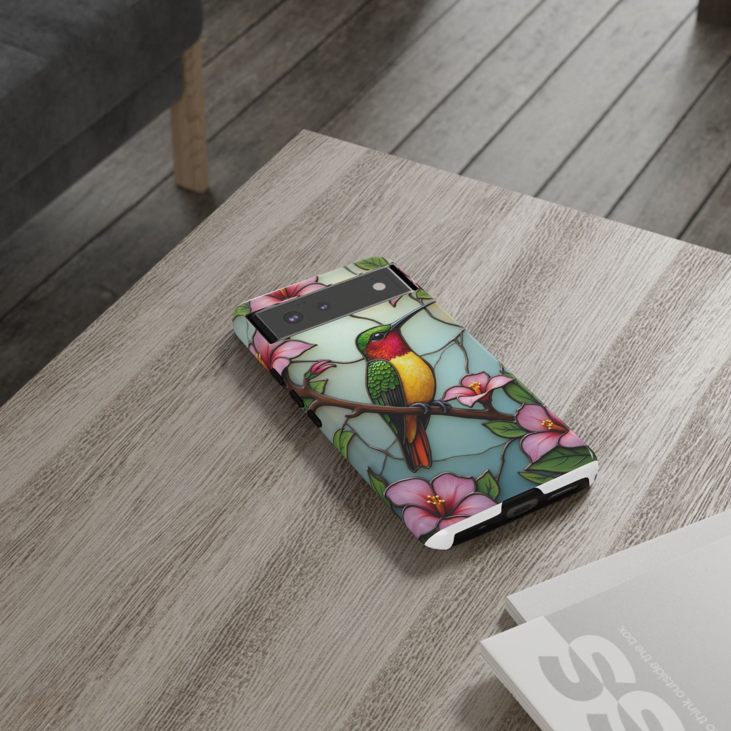 Elegant Hummingbird with Floral Mosaic | Artistic Nature Design