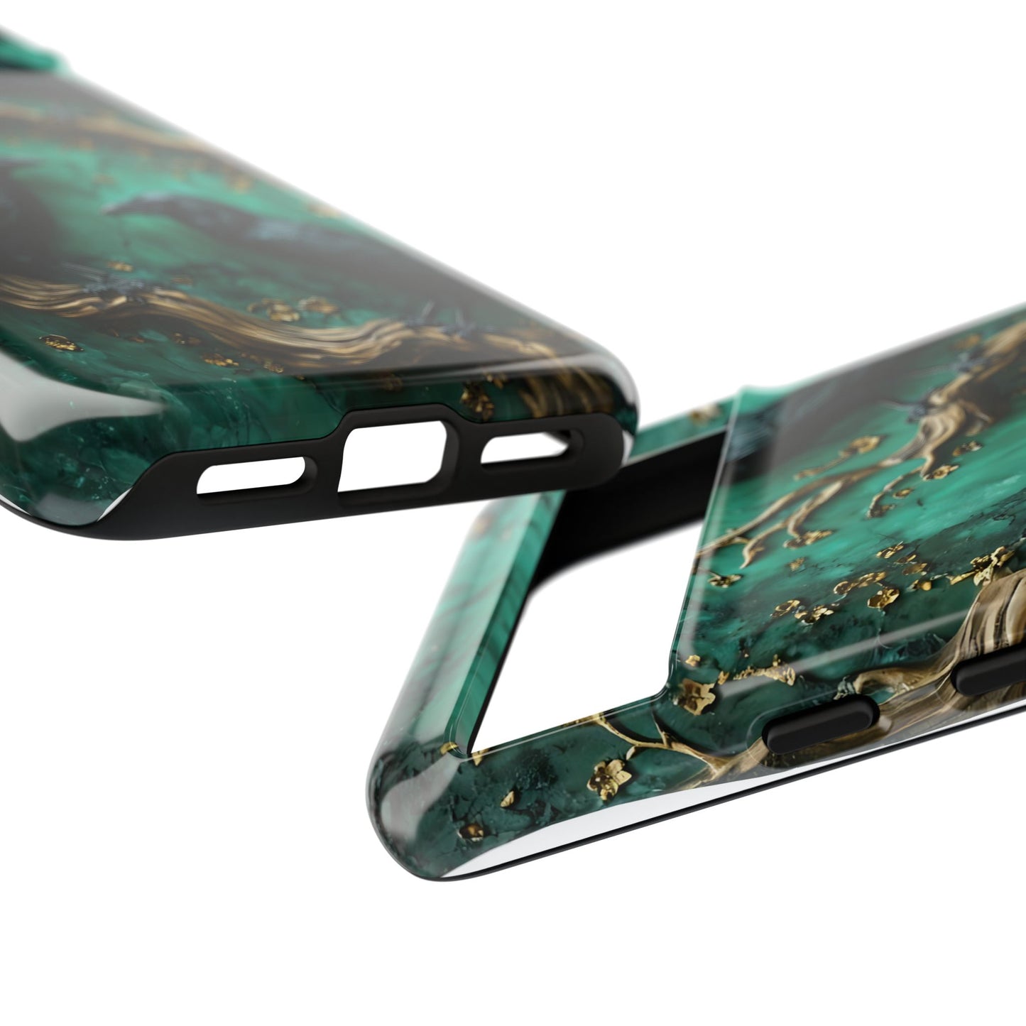 Three Black Ravens Perched On Gold-Accent Branches phone case design