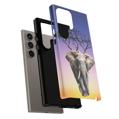 Surreal Elephant Tree Mobile Cover – Dreamy Sunset Fantasy
