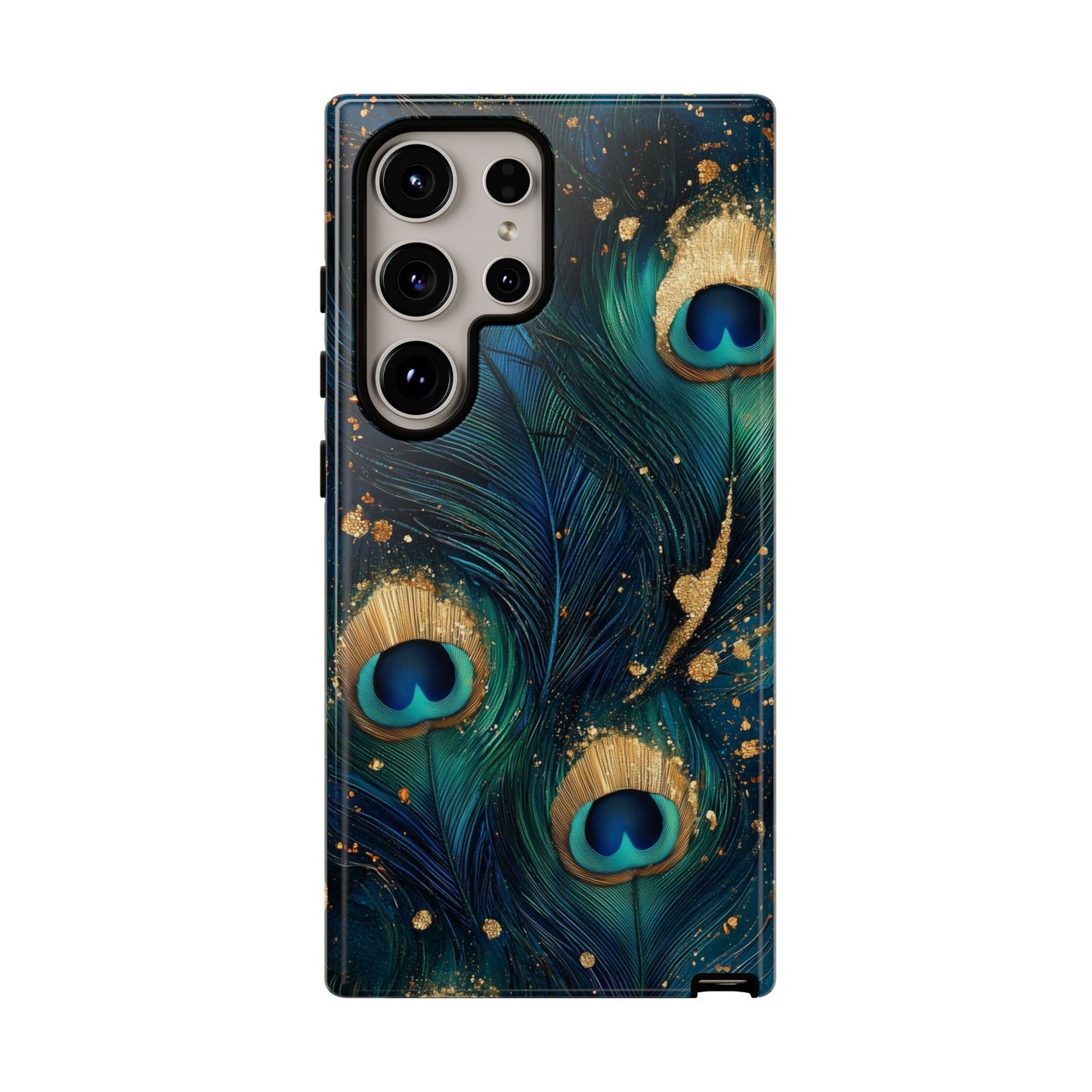 Elegant Peacock Feather Luxe Phone Case for iPhone, Samsung & Google Pixel