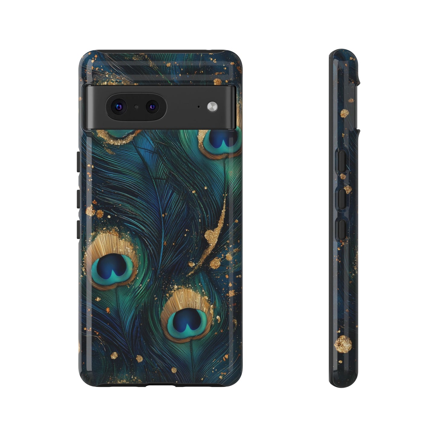 Elegant Peacock Feather Luxe Phone Case for iPhone, Samsung & Google Pixel