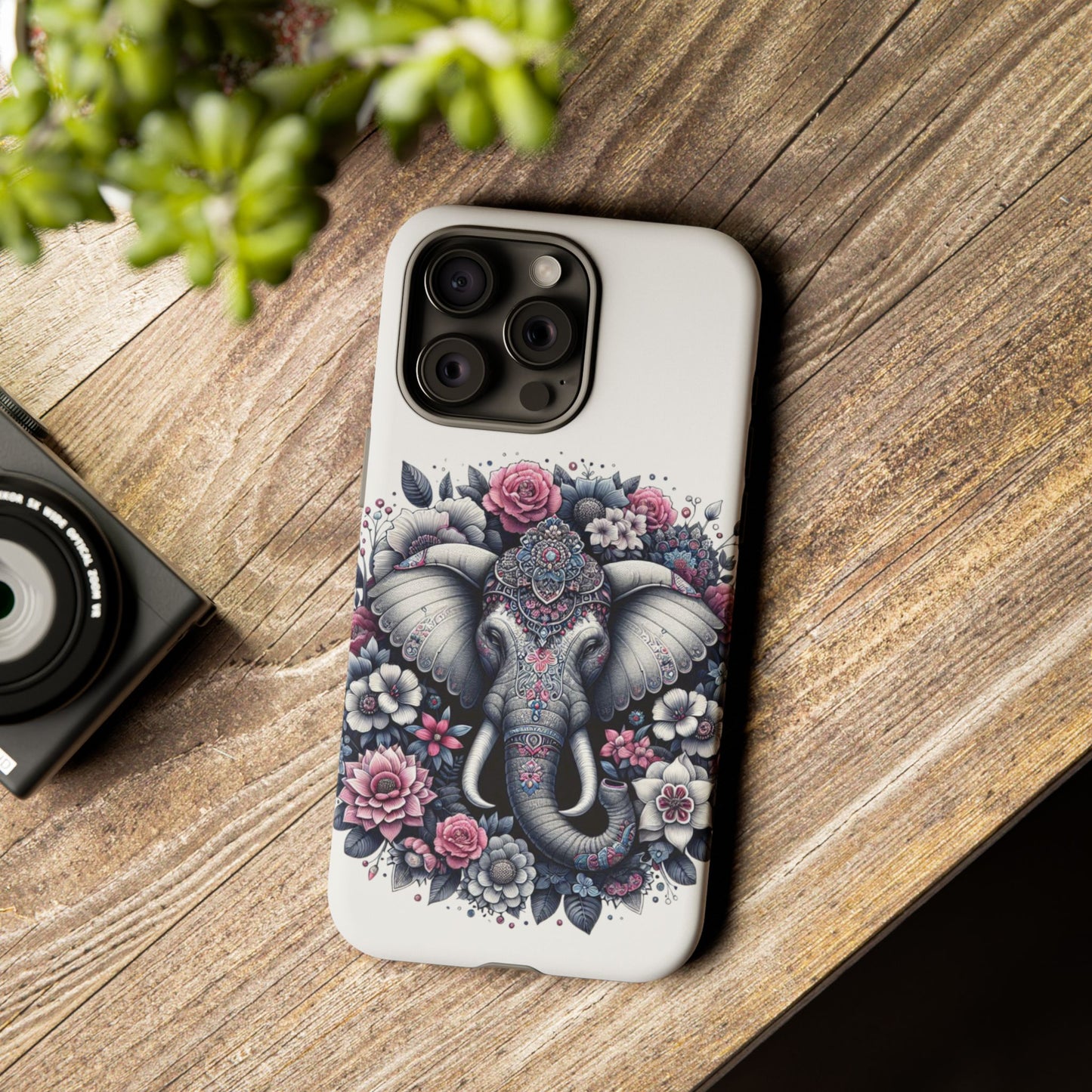 Ornate Floral Elephant Mobile Cover – Elegant Bohemian Art