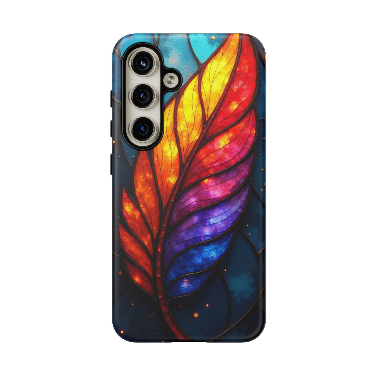 Vivid Feather: Stained Glass Abstract Art