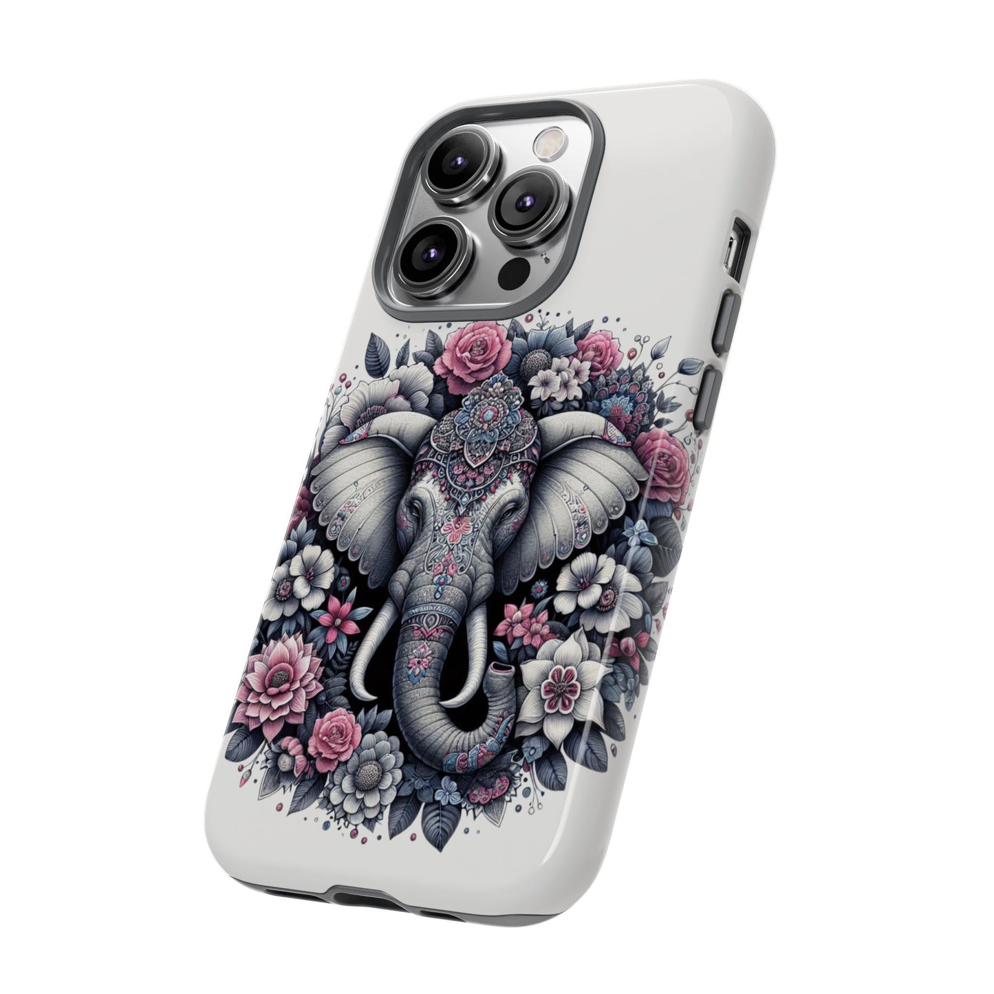 Ornate Floral Elephant Mobile Cover – Elegant Bohemian Art