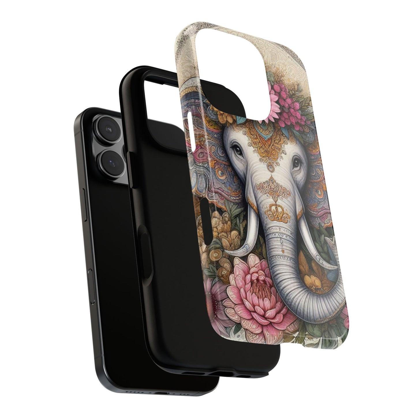 Elegant Floral Elephant Mobile Cover – Royal Mandala Art