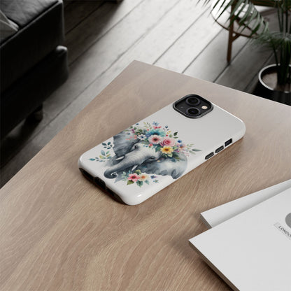Floral Crown Elephant Mobile Cover – Elegant Watercolor Art