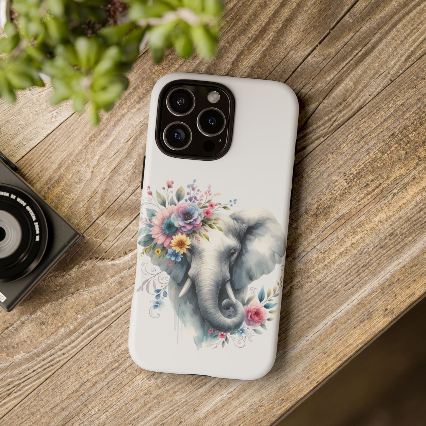 Floral Elephant Mobile Cover – Elegant Watercolor Art