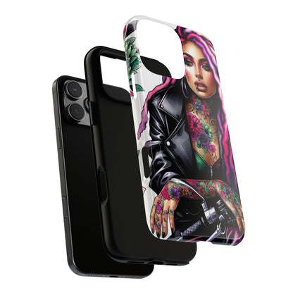 Neon Rebel – Vibrant Biker Queen Mobile Cover