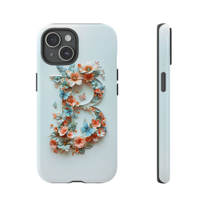 Floral Letter B Phone Case – Personalized Aesthetic Cover for iPhone, Samsung & Google Pixel