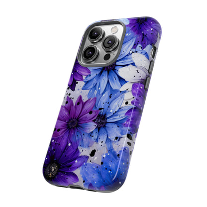 Blue & Purple Floral Splash Mobile Cover – Elegant Artistic Flowers