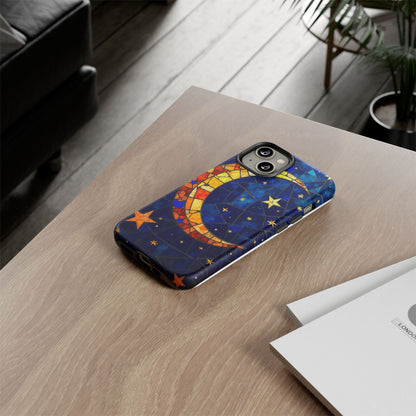 Celestial Crescent: Vibrant Moon and Stars Phone Case