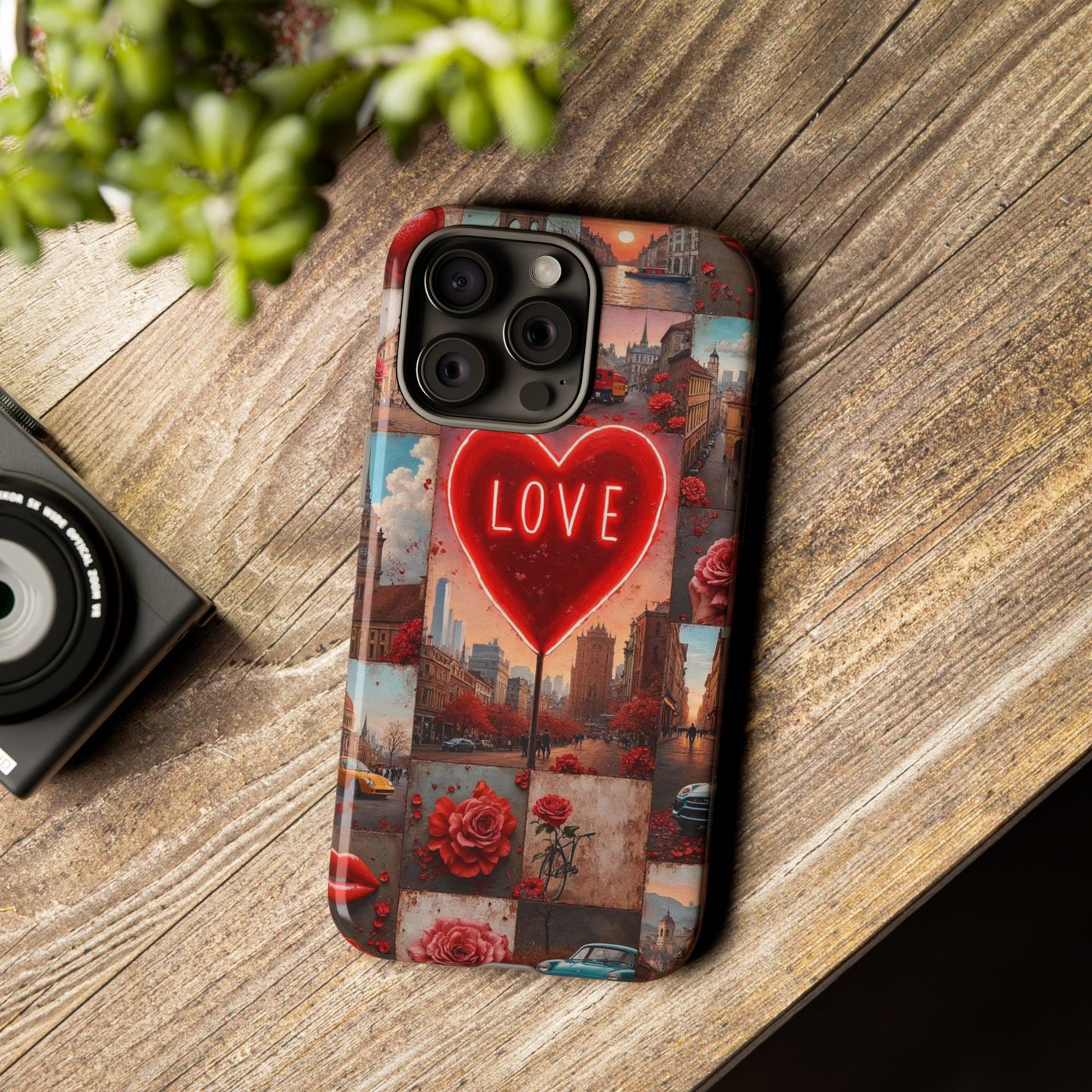 Neon Love Heart & Rose Phone Case