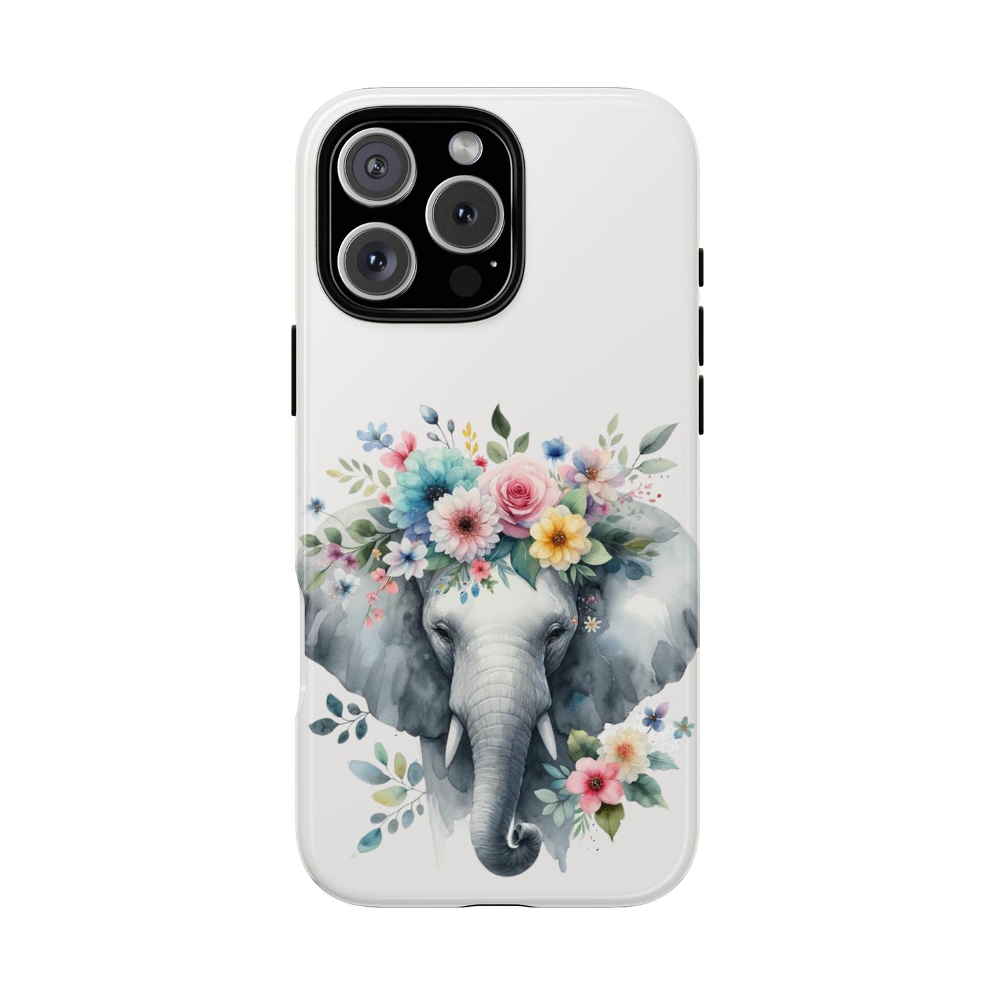 Floral Crown Elephant Mobile Cover – Elegant Watercolor Art