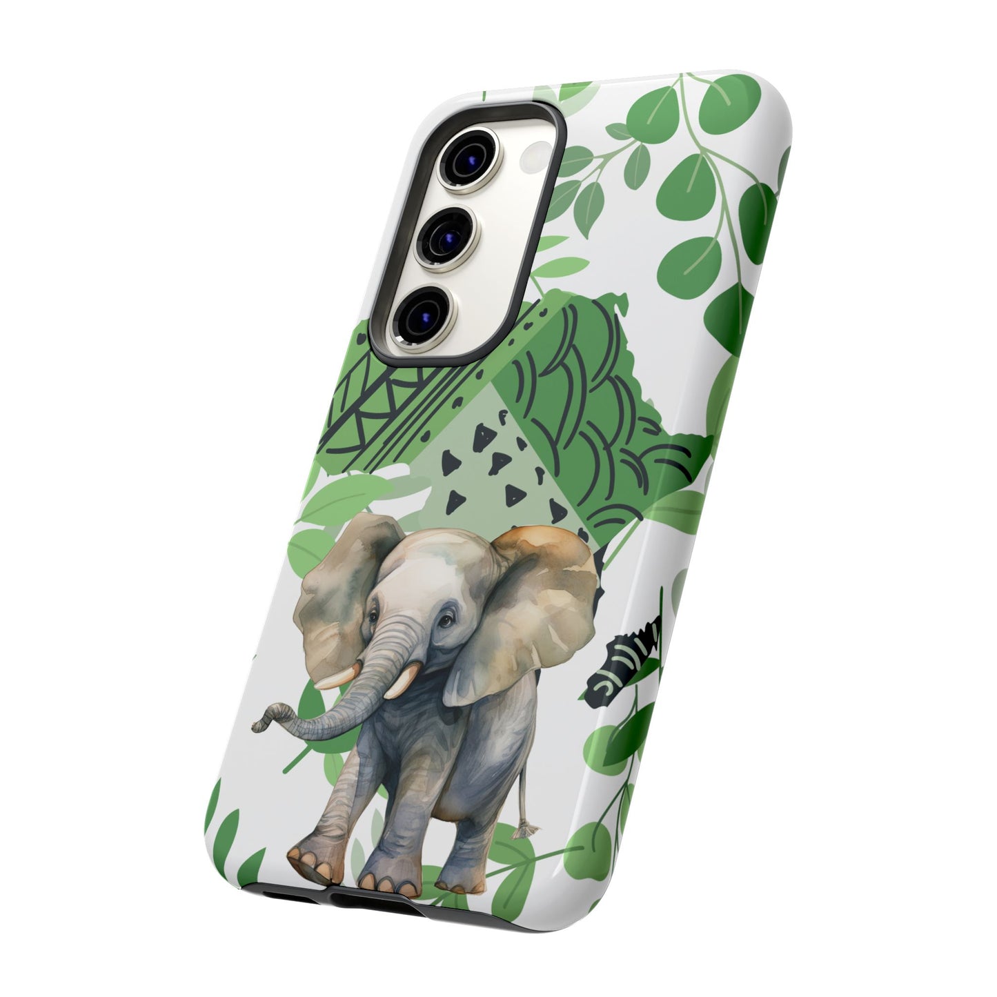 Playful Baby Elephant Mobile Cover – Tropical Boho Art