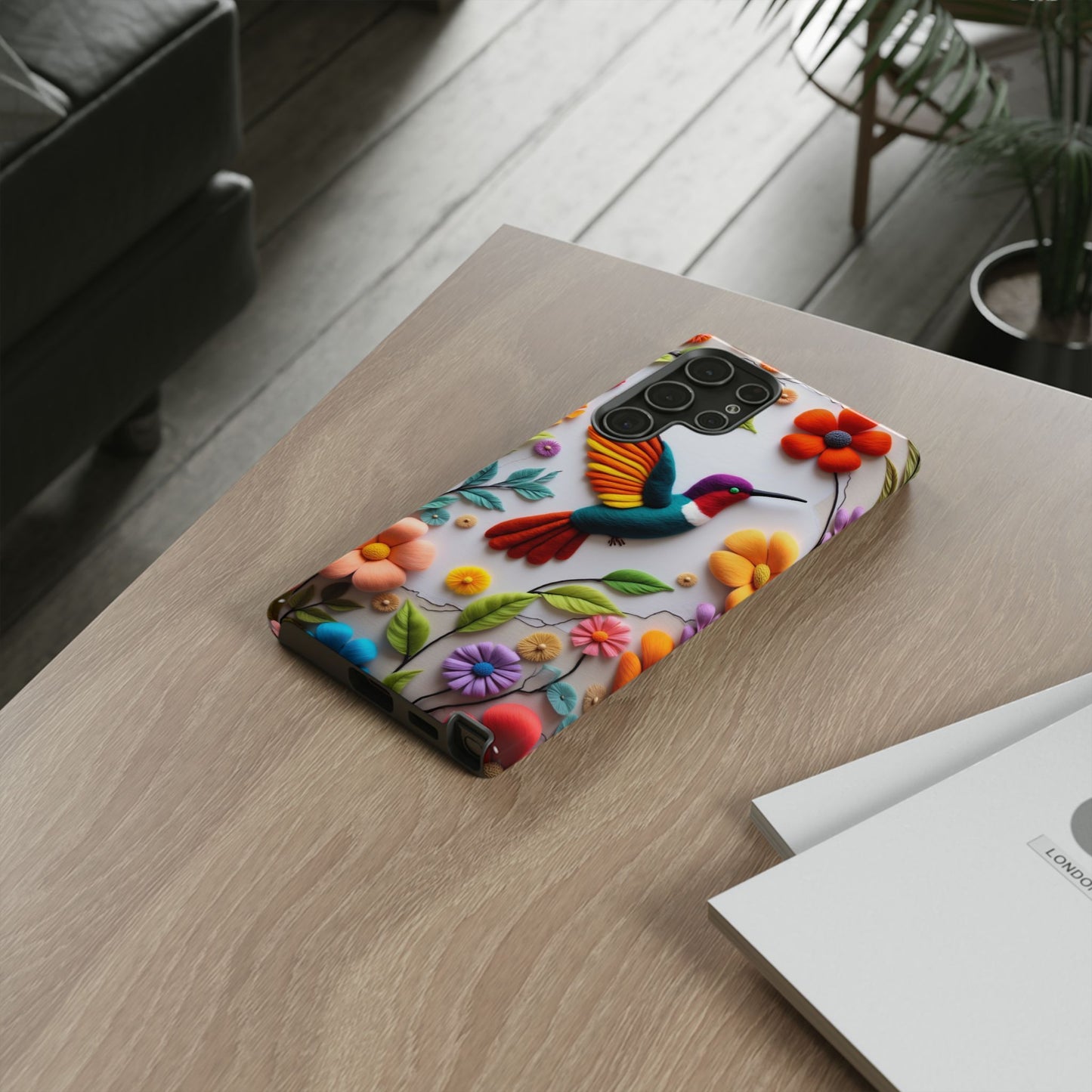 Embroidered Hummingbird with Floral Design | Nature's Elegant Stitch | iPhone 16 Pro