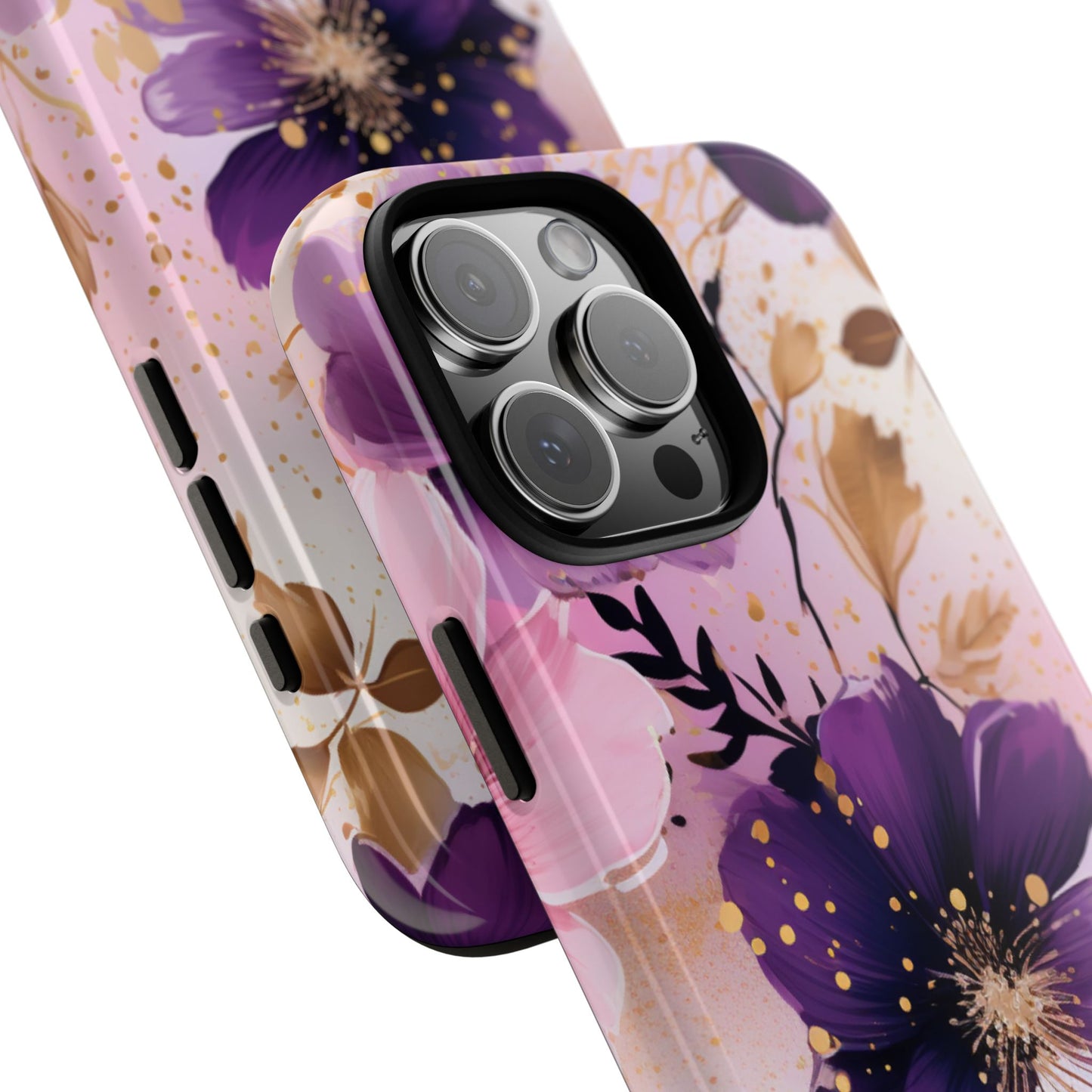 Luxury Purple & Gold Floral Aesthetic Mobile Case
