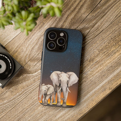 Starry Safari Elephant Family Mobile Cover – Cosmic Wildlife Aesthetic
