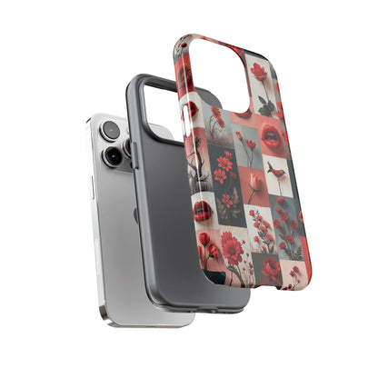 Red Flowers & Lips Collage Phone Case