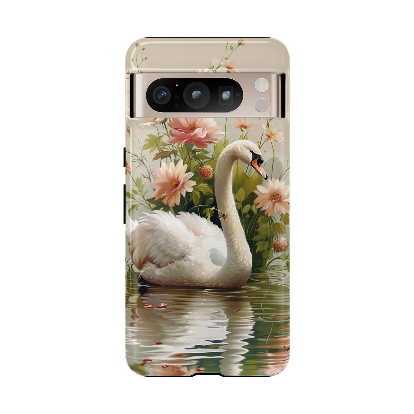 Floral Swan Phone Case – Bird Phone Case, Elegant & Protective for iPhone, Samsung & Google Pixel
