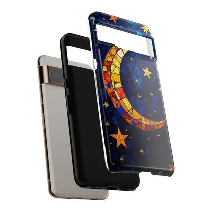 Celestial Crescent: Vibrant Moon and Stars Phone Case