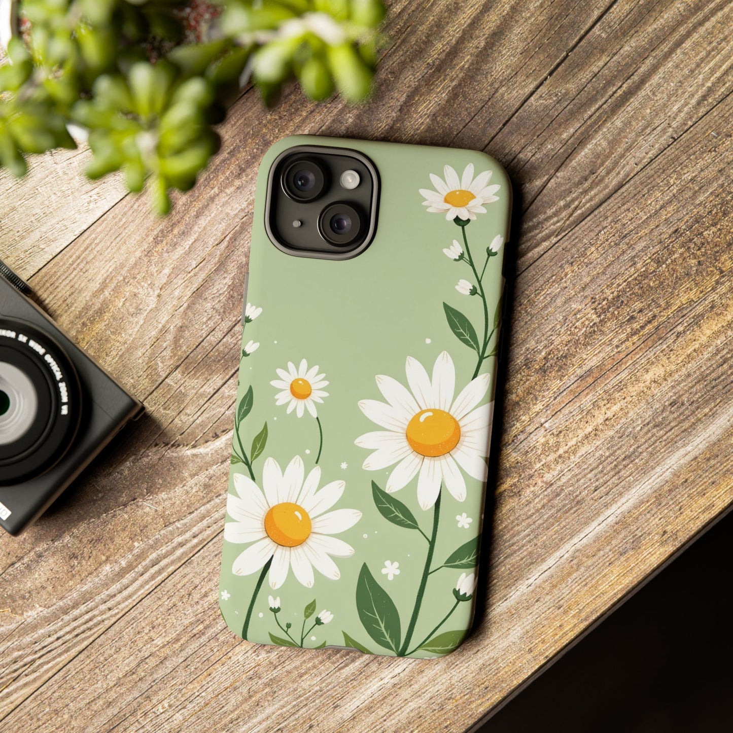 Green Floral Case, Daisy Pattern Design, Iphone Case Design, Perfect Gift For Her