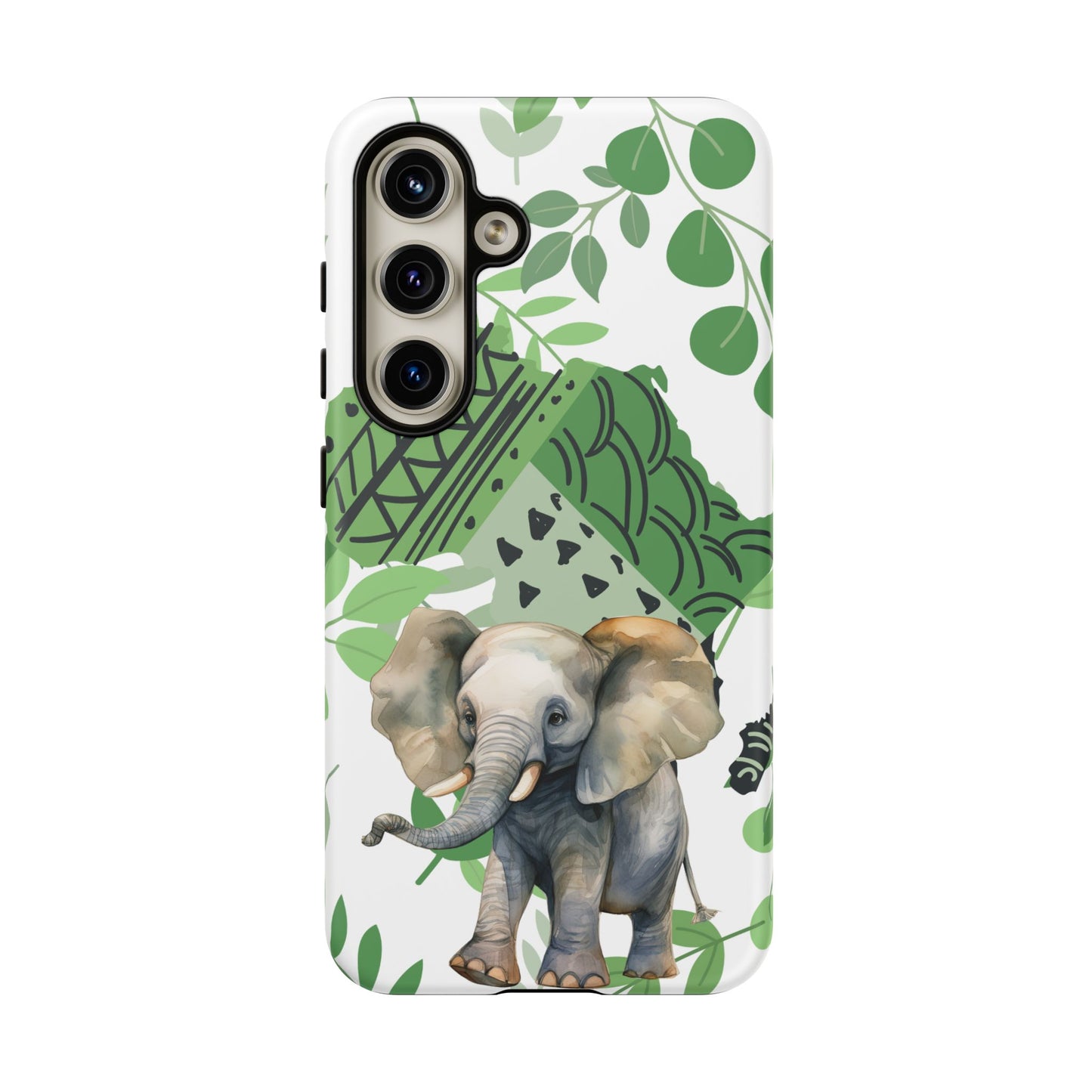 Playful Baby Elephant Mobile Cover – Tropical Boho Art